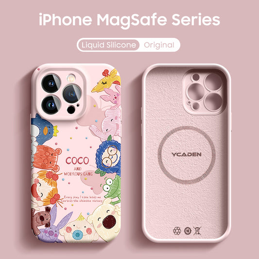 iPhone Lanyard Series | Cartoon Liquid Silicone MagSafe Phone Case
