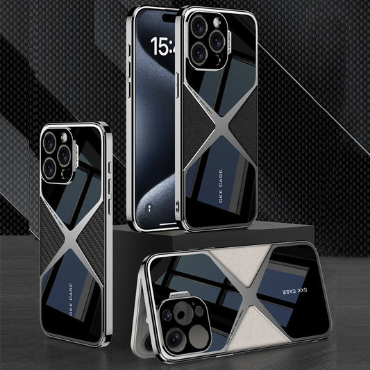 iPhone Series | Cool Electroplated Leather Spliced phone Case