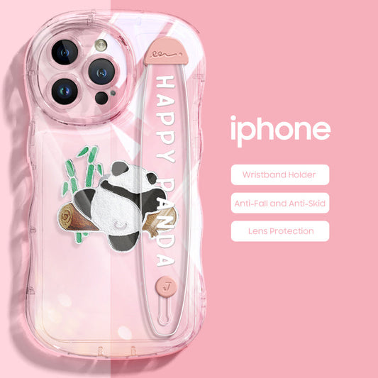 iPhone Series | “Cute Panda” Design Transparent Wristband Phone Case