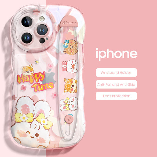 iPhone Series | “Cartoon Animals” Design Transparent Wristband Phone Case