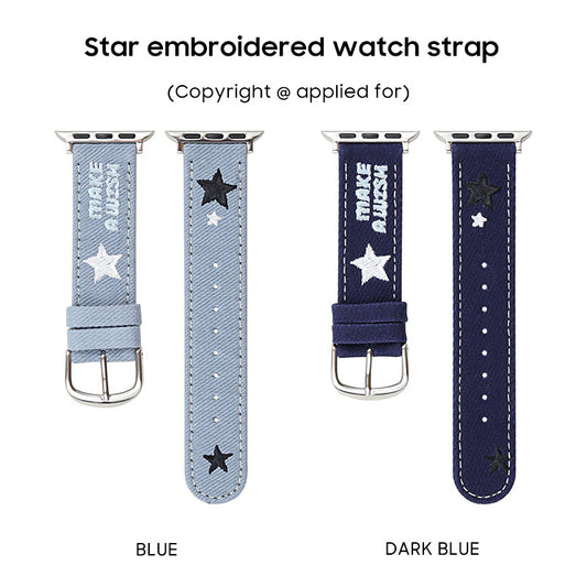 Apple Watch | Stars Embroidered Denim Watch Band
