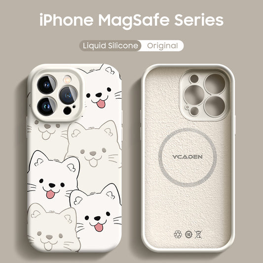 iPhone Lanyard Series | Cartoon puppy Liquid Silicone MagSafe Phone Case