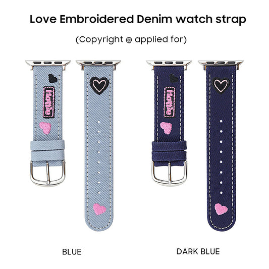 Apple Watch | Heart Embroidered Denim Watch Band