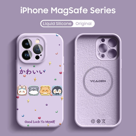iPhone Lanyard Series | Cartoon Liquid Silicone MagSafe Phone Case