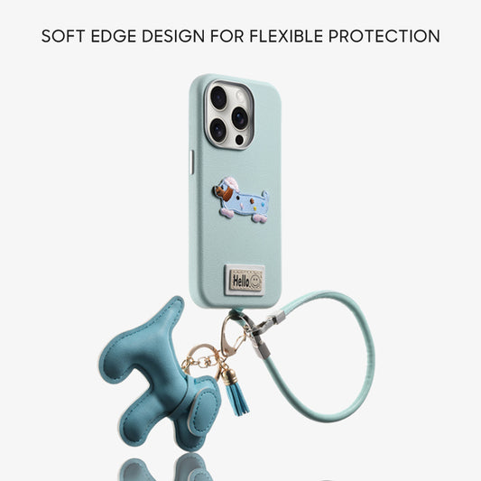 iPhone Lanyard Series | Genuine Leather Phone Case with Free Dachshund Pendant
