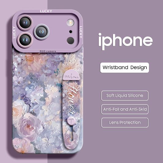 iPhone Wristband Series | "Dream of Flowers" Liquid Silicone Phone Case