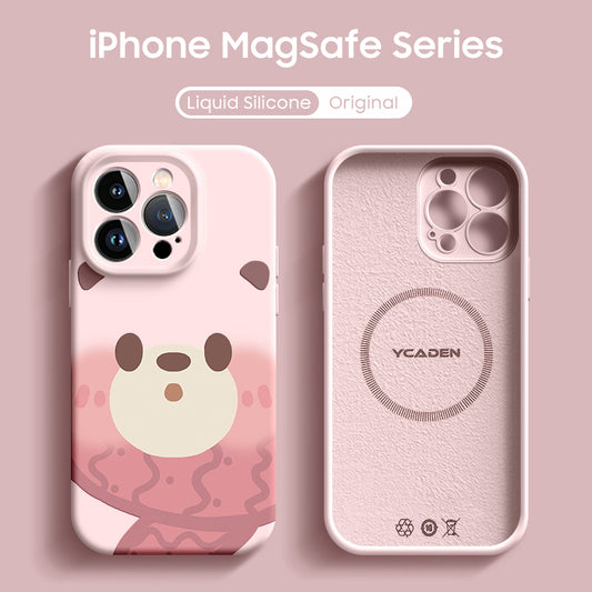 iPhone Lanyard Series | Scarf Bear Liquid Silicone MagSafe Phone Case