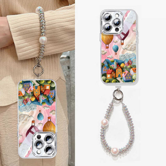 iPhone Diamond Chain Series | "Balloon Town" Cartoon Liquid Silicone Phone Case