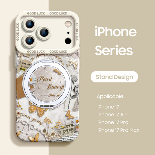 iPhone Lanyard Series | "Pearl Butterfly“ Phone Case with Rotating Stand Design