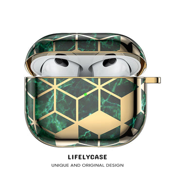 AirPods | Luxury Gold Green Marble Case