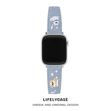 Apple Watch | Puppy and Stars Embroidered Denim Watch Band