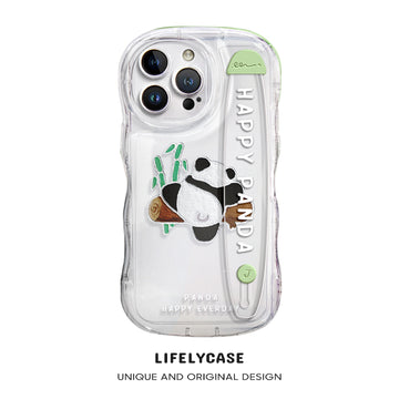 iPhone Series | “Cute Panda” Design Transparent Wristband Phone Case