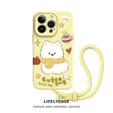 iPhone Lanyard Series | Cute Dog Liquid Silicone MagSafe Phone Case