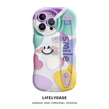 iPhone Series | “Cartoon Smiley” Design Transparent Wristband Phone Case
