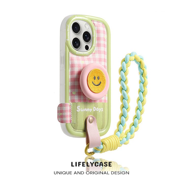 iPhone Lanyard Series | Smiley Face Stand Plaid Design Phone Case iPhone Lanyard Series | Smiley Face Stand Plaid Design Phone Case