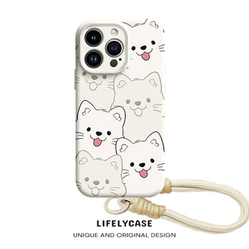 iPhone Lanyard Series | Cartoon puppy Liquid Silicone MagSafe Phone Case