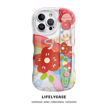 iPhone Series | “Rainbow Flower” Design Transparent Wristband Phone Case