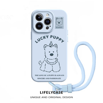 iPhone Lanyard Series | Lucky Puppy Liquid Silicone MagSafe Phone Case