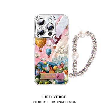 iPhone Diamond Chain Series | "Balloon Town" Cartoon Liquid Silicone Phone Case