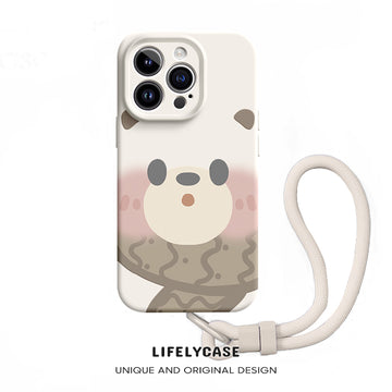 iPhone Lanyard Series | Scarf Bear Liquid Silicone MagSafe Phone Case