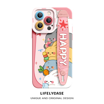 iPhone Series | “Cute Animals”  Liquid Silicone Wristband Phone Case