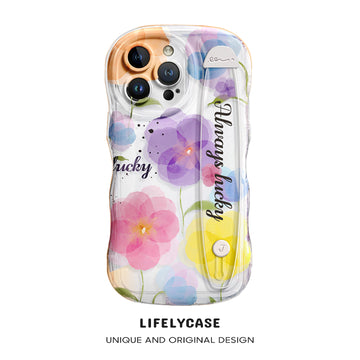 iPhone Series | “Watercolor Flowers” Design Transparent Wristband Phone Case
