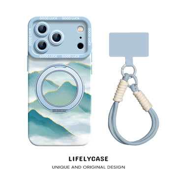iPhone Lanyard Series | Beautiful Mountains Phone Case with Rotating Stand Design
