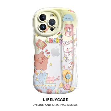 iPhone Series | “Cute Bear” Design Transparent Wristband Phone Case