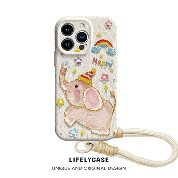 iPhone Lanyard Series | Rainbow Elephant Liquid Silicone MagSafe Phone Case