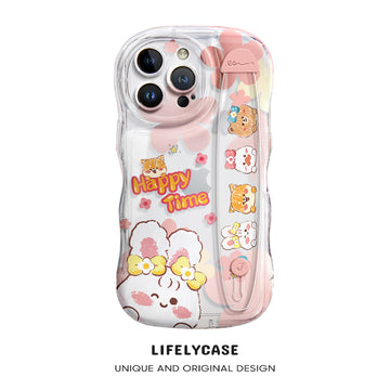 iPhone Series | “Cartoon Animals” Design Transparent Wristband Phone Case
