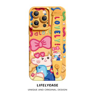 iPhone Series | “Cute Girl”  Liquid Silicone Wristband Phone Case