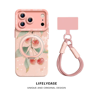 iPhone Lanyard Series | "cherry“ Phone Case with Rotating Stand Design