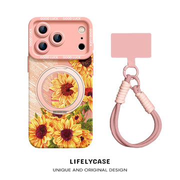 iPhone Lanyard Series | "Sunflower“ Phone Case with Rotating Stand Design