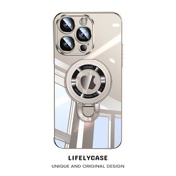 iPhone MagSafe Series | Transparent Electroplated Rotating Stand Mobile Phone Case