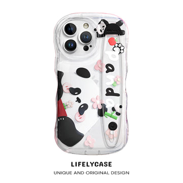 iPhone Series | “Cute Panda” Design Transparent Wristband Phone Case