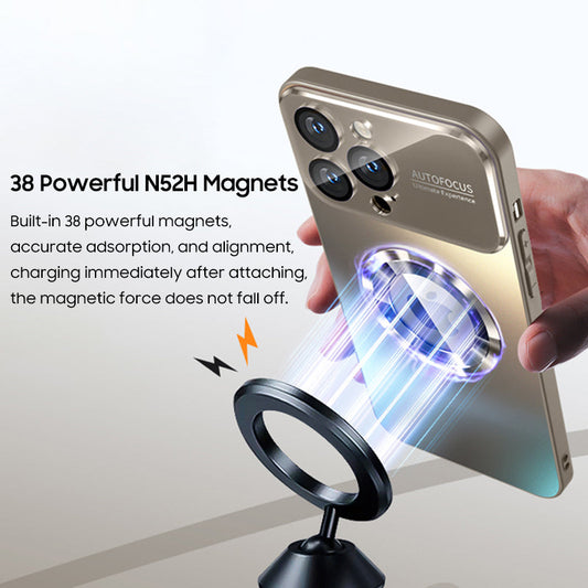 Série iPhone MagSafe | Coque de téléphone en verre dépoli avec grande fenêtre