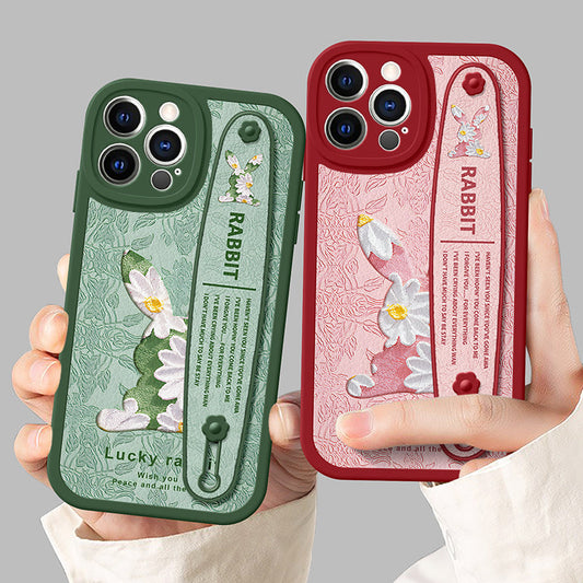 Série iPhone | Étui de téléphone de luxe avec porte-bracelet en forme de lapin