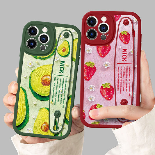 Série iPhone | Étui de téléphone avec porte-bracelet en peau d'agneau Summer Fresh