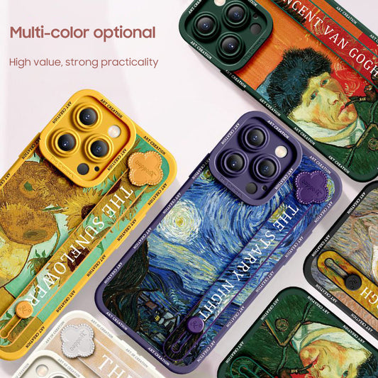 Série iPhone | Étui de téléphone avec bracelet en silicone liquide Art Series