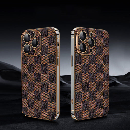 Série iPhone | Étui en cuir de luxe pour téléphone portable galvanisé
