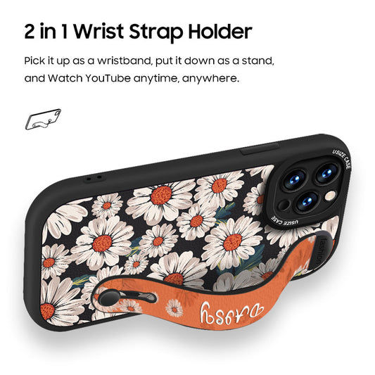 Série iPhone | Étui de téléphone en cuir avec porte-bracelet « Daisy »