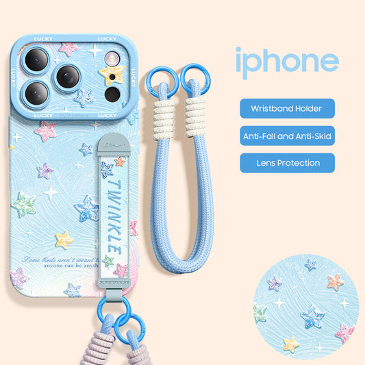iPhone Wristband Series | "Colorful Stars" Liquid Silicone Phone Case