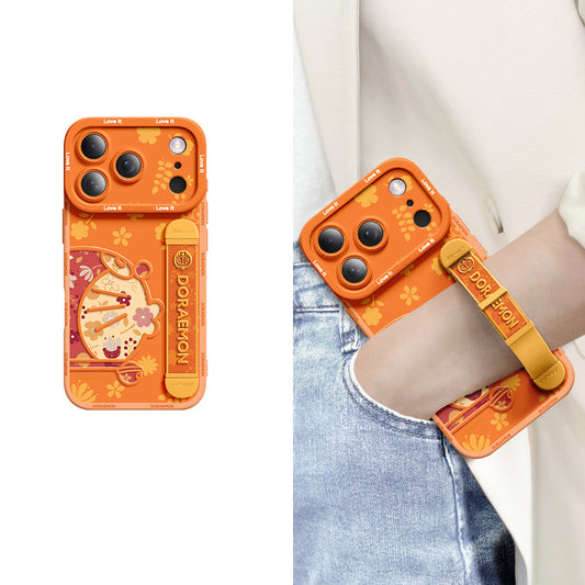 iPhone Wristband Series | Doraemon Cartoon Liquid Silicone Phone Case