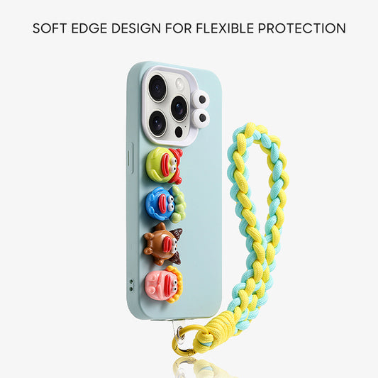 iPhone Lanyard Series | Cartoon Liquid Silicone Phone Case