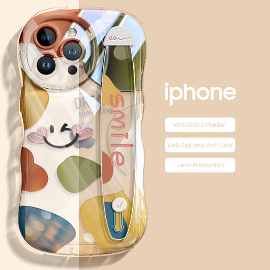 iPhone Series | “Cartoon Smiley” Design Transparent Wristband Phone Case