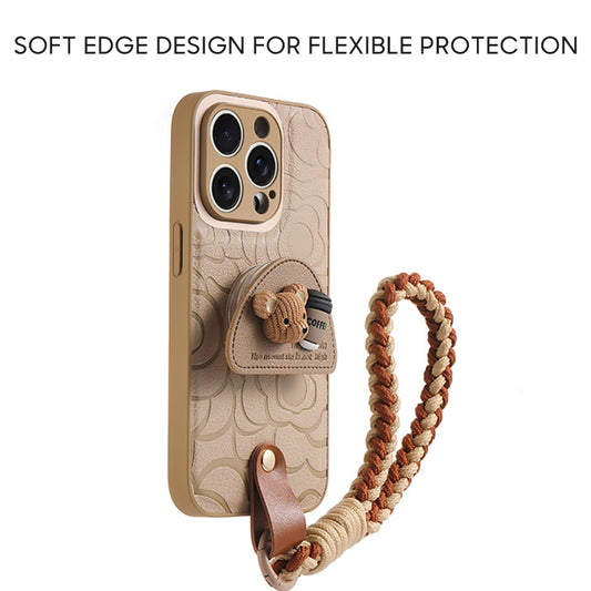 iPhone Lanyard Series | Coffee Bear Stand Phone Case