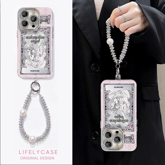 iPhone Lanyard Series | Garden Girl Glitter Lens Folding Sand Phone Case