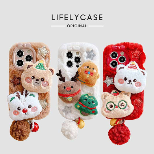 iPhone Lanyard Series | Cute Christmas Bear Plush Phone Case