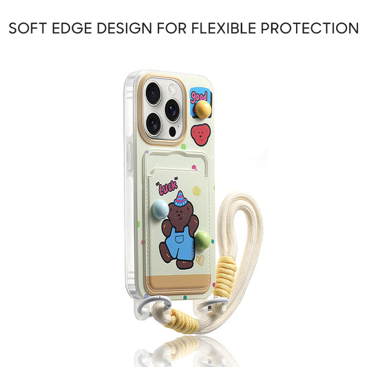 iPhone Lanyard Series | Cartoon Design Card Holder Phone Case