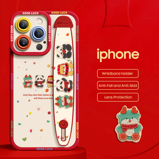 iPhone Series | “Cartoon Animals”  Liquid Silicone Wristband Phone Case